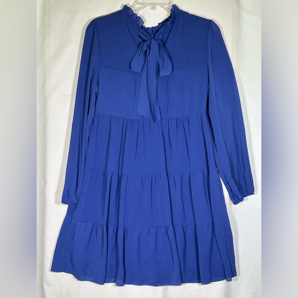 Kirundo NWT Tiered Blue‎ Babydoll Dress Ribbon Closure Coquette Women's Small